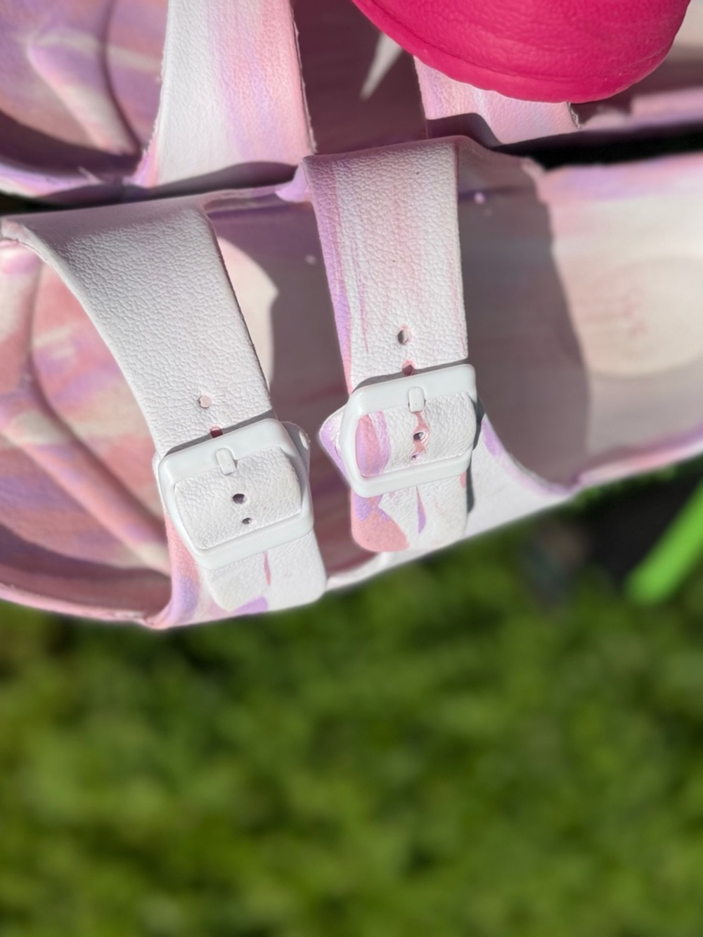 Pastel Pink and White Buckle Sandals